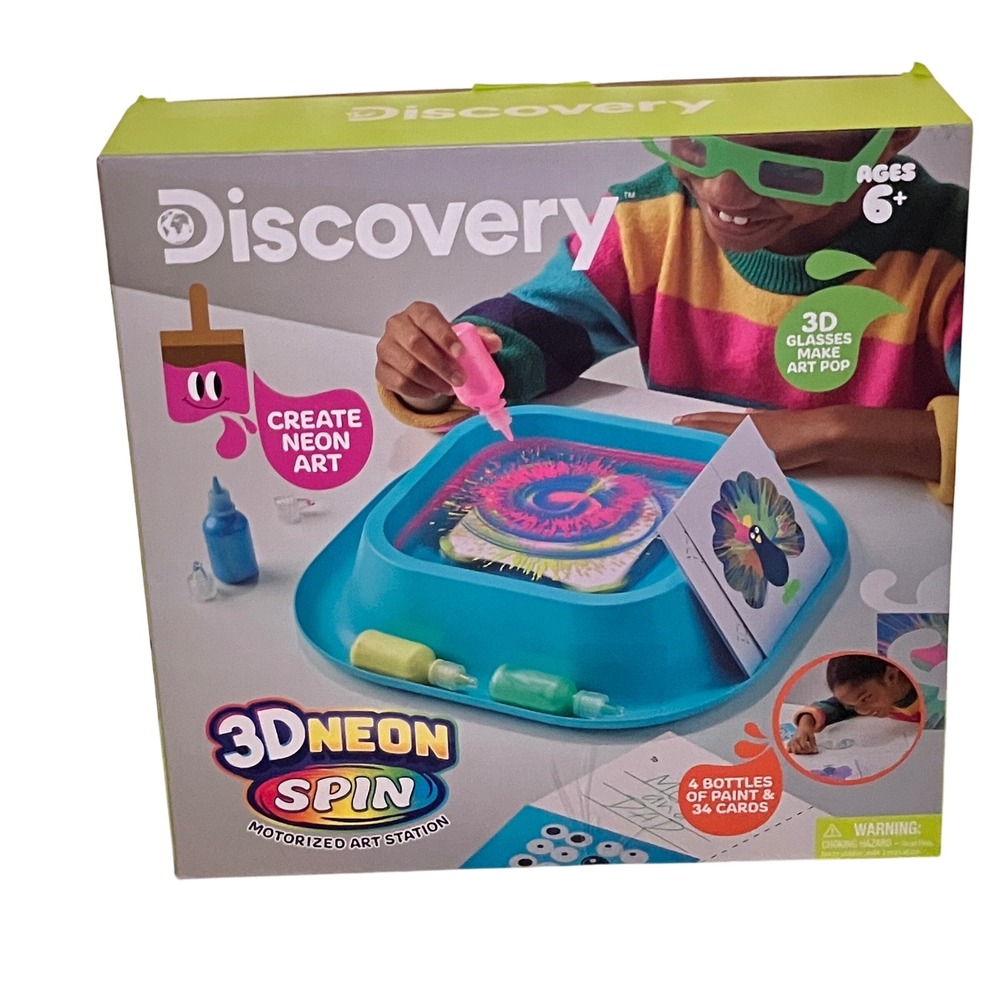 Discovery 3D Neon Spin Motorized Art Station Kids Ages 6+ Blue  Kit